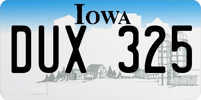 IA license plate DUX325