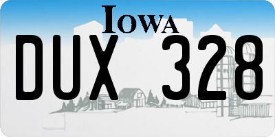 IA license plate DUX328