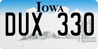 IA license plate DUX330