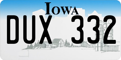IA license plate DUX332