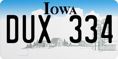 IA license plate DUX334