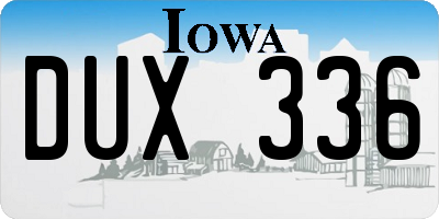 IA license plate DUX336