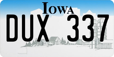 IA license plate DUX337
