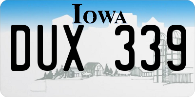 IA license plate DUX339