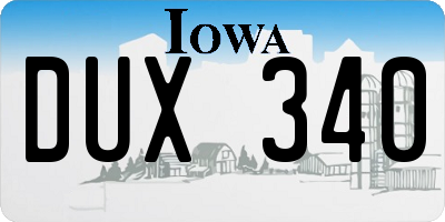 IA license plate DUX340