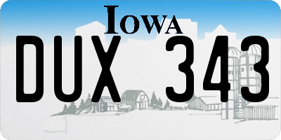 IA license plate DUX343