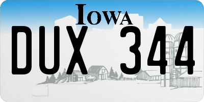 IA license plate DUX344