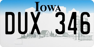 IA license plate DUX346