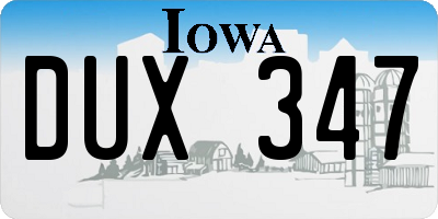 IA license plate DUX347