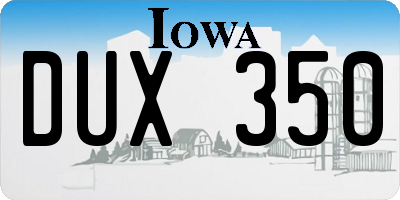 IA license plate DUX350