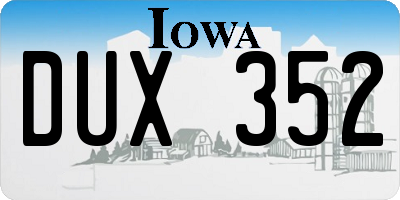 IA license plate DUX352