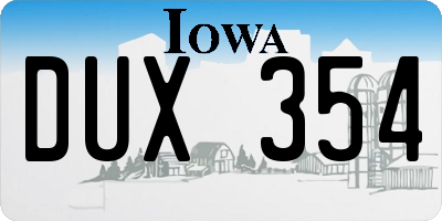 IA license plate DUX354
