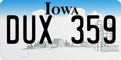 IA license plate DUX359