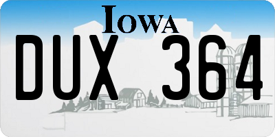 IA license plate DUX364