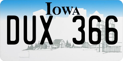 IA license plate DUX366