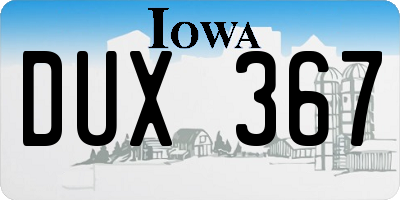 IA license plate DUX367