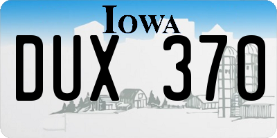 IA license plate DUX370