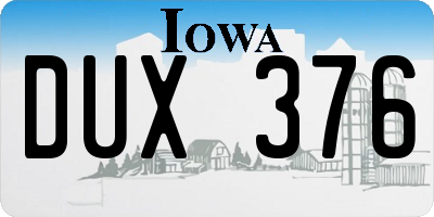 IA license plate DUX376