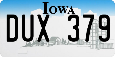 IA license plate DUX379