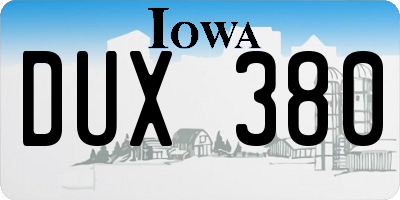 IA license plate DUX380