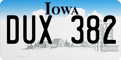 IA license plate DUX382