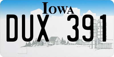 IA license plate DUX391