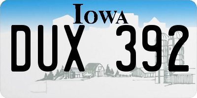 IA license plate DUX392