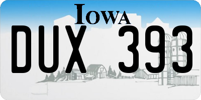 IA license plate DUX393