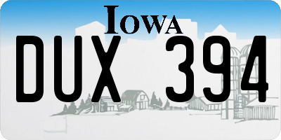 IA license plate DUX394