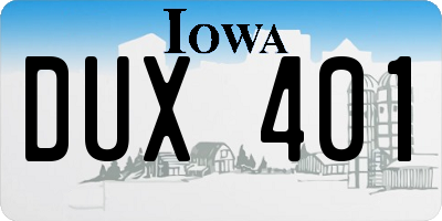 IA license plate DUX401