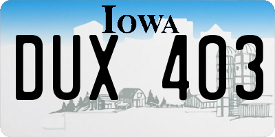 IA license plate DUX403