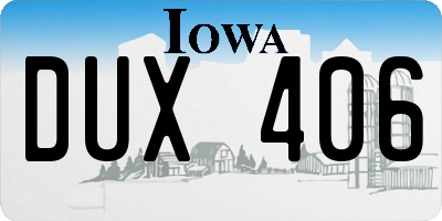 IA license plate DUX406