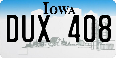 IA license plate DUX408