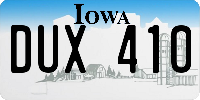 IA license plate DUX410