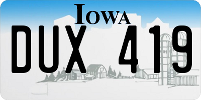 IA license plate DUX419