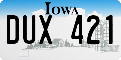 IA license plate DUX421