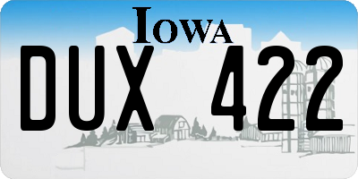 IA license plate DUX422