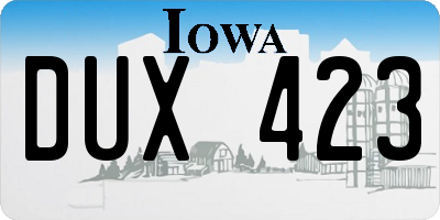 IA license plate DUX423