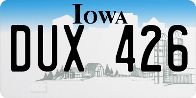 IA license plate DUX426