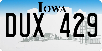 IA license plate DUX429