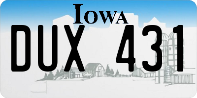 IA license plate DUX431