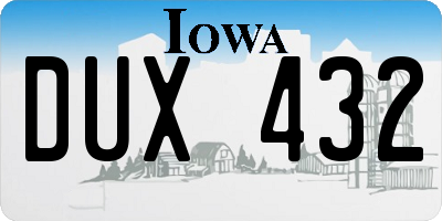 IA license plate DUX432