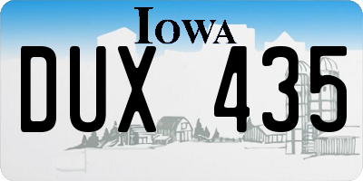 IA license plate DUX435