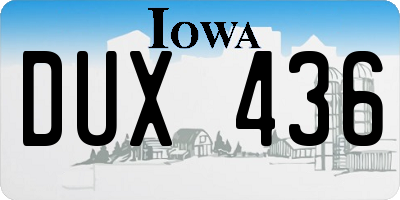 IA license plate DUX436