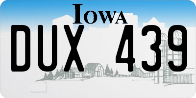 IA license plate DUX439