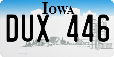 IA license plate DUX446