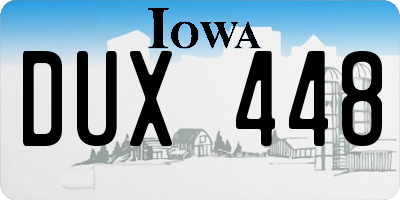 IA license plate DUX448
