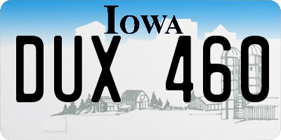 IA license plate DUX460
