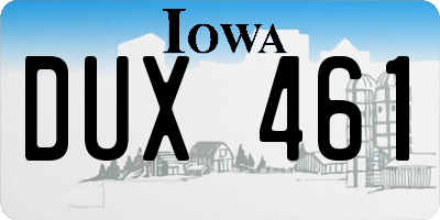 IA license plate DUX461