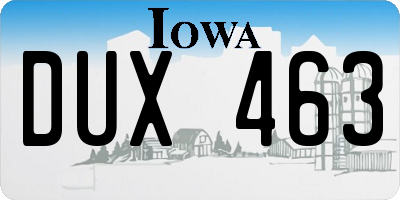 IA license plate DUX463